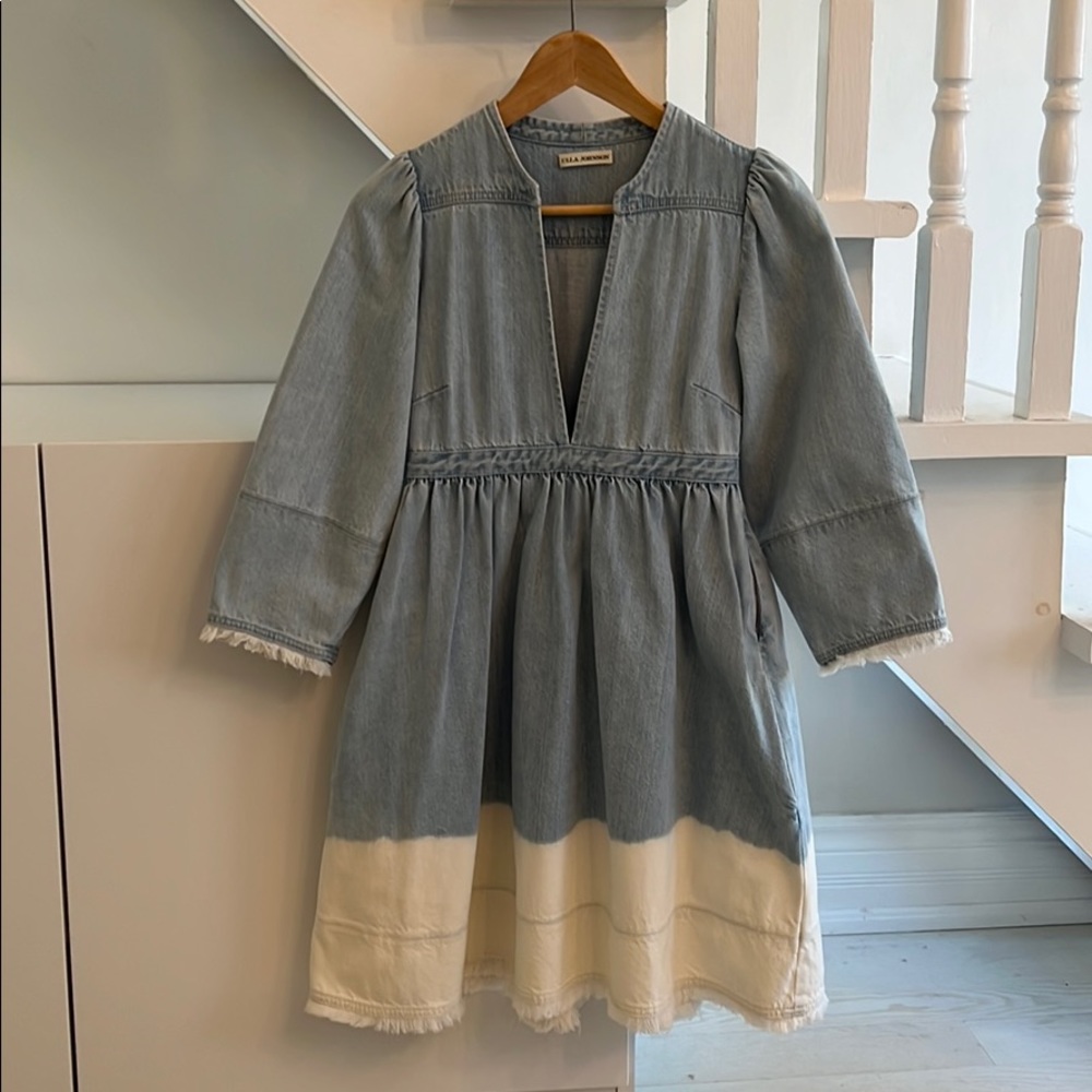 Ulla Johnson Alina Dress in Bleached Denim Ombre